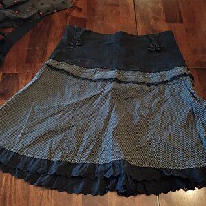 Tripp NYC Black Polka Dot Midi to Mini Skirt